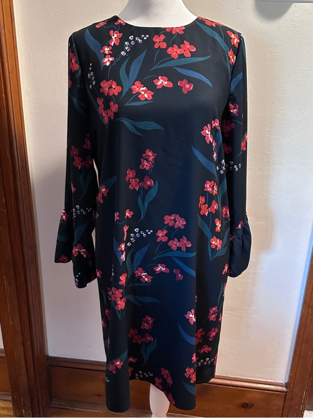 Hobbs Black Floral Midi Dress